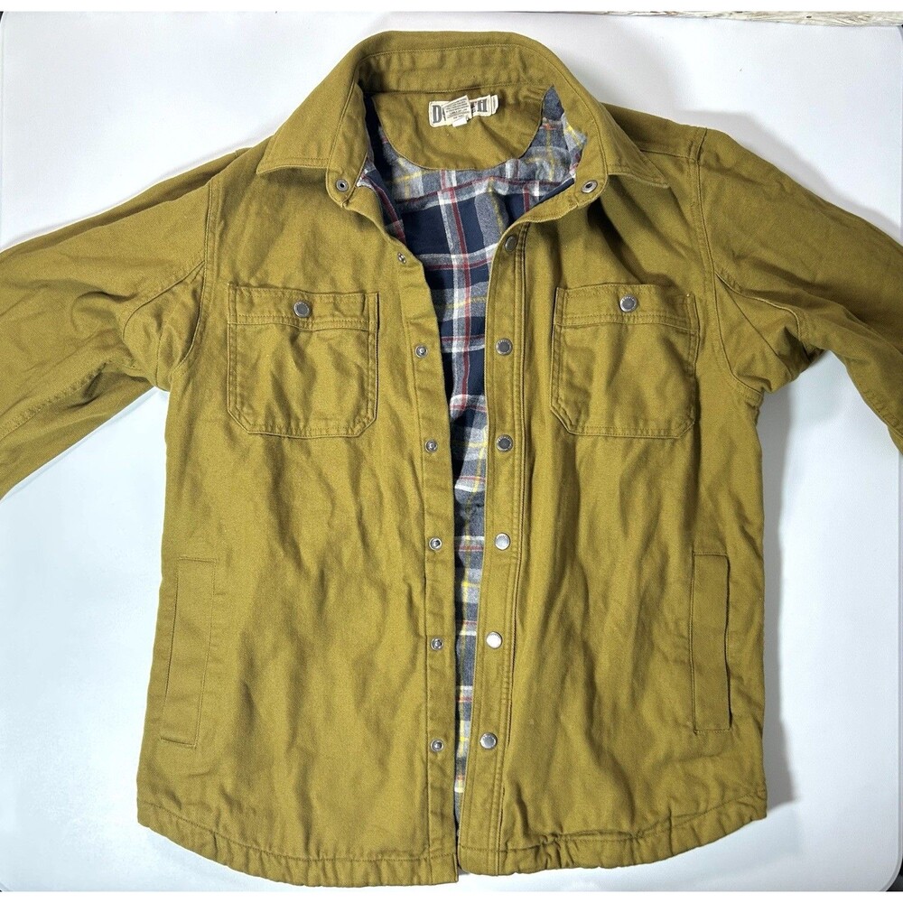 Duluth Trading Medium Mens Green Chore Jacket Med Flannel Lined Canvas Shacket